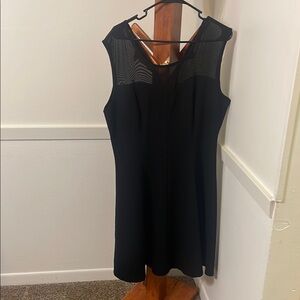 Black A-Line Mini Dress Crew Neck Sleeveless